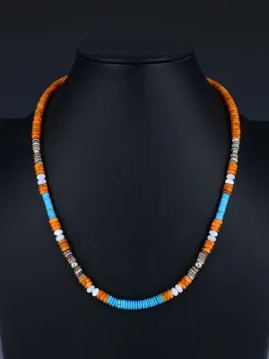 Santo Domingo Single Strand Apple Coral and Turquoise Necklace