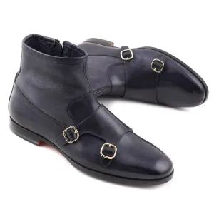 Santoni Monk Strap Boots in Slate Gray