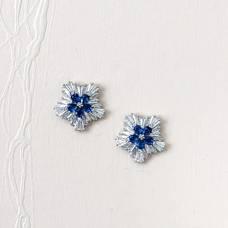 Sapphire Blue Earrings Studs