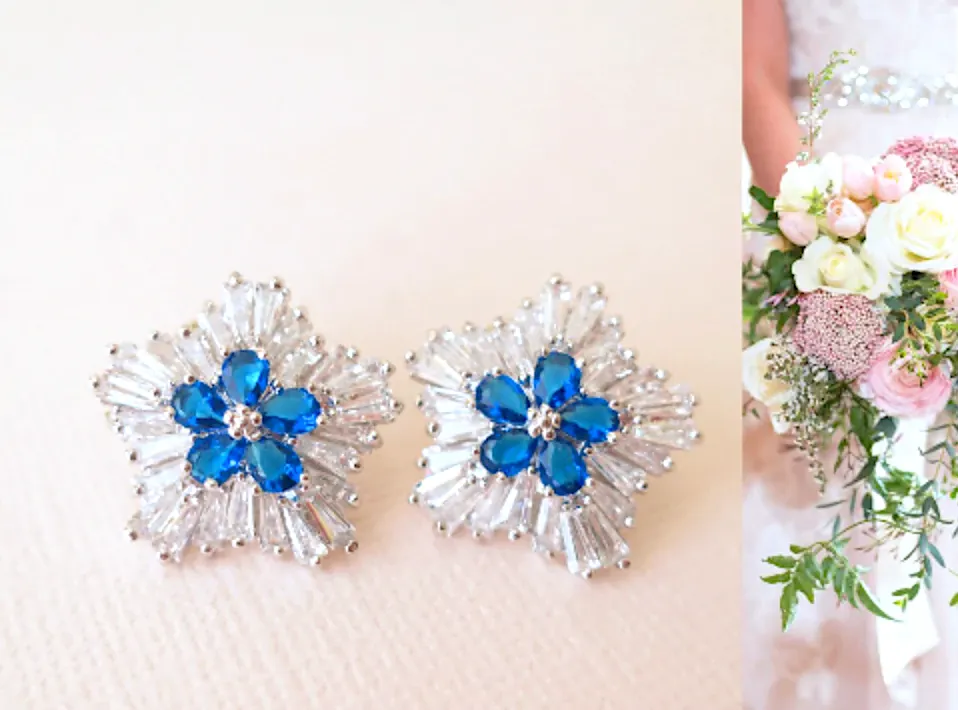 Sapphire Blue Earrings Studs