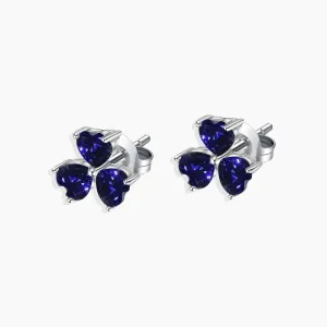 Sapphire Flower Stud Earrings in Sterling Silver - Irosk®