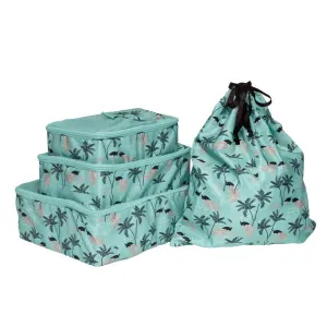 Sara Miller Mint Ostrich & Palms Set of Packing Cubes