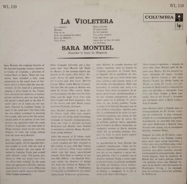 Sara Montiel - La Violetera (LP, Album, Mono, Promo) (VG )