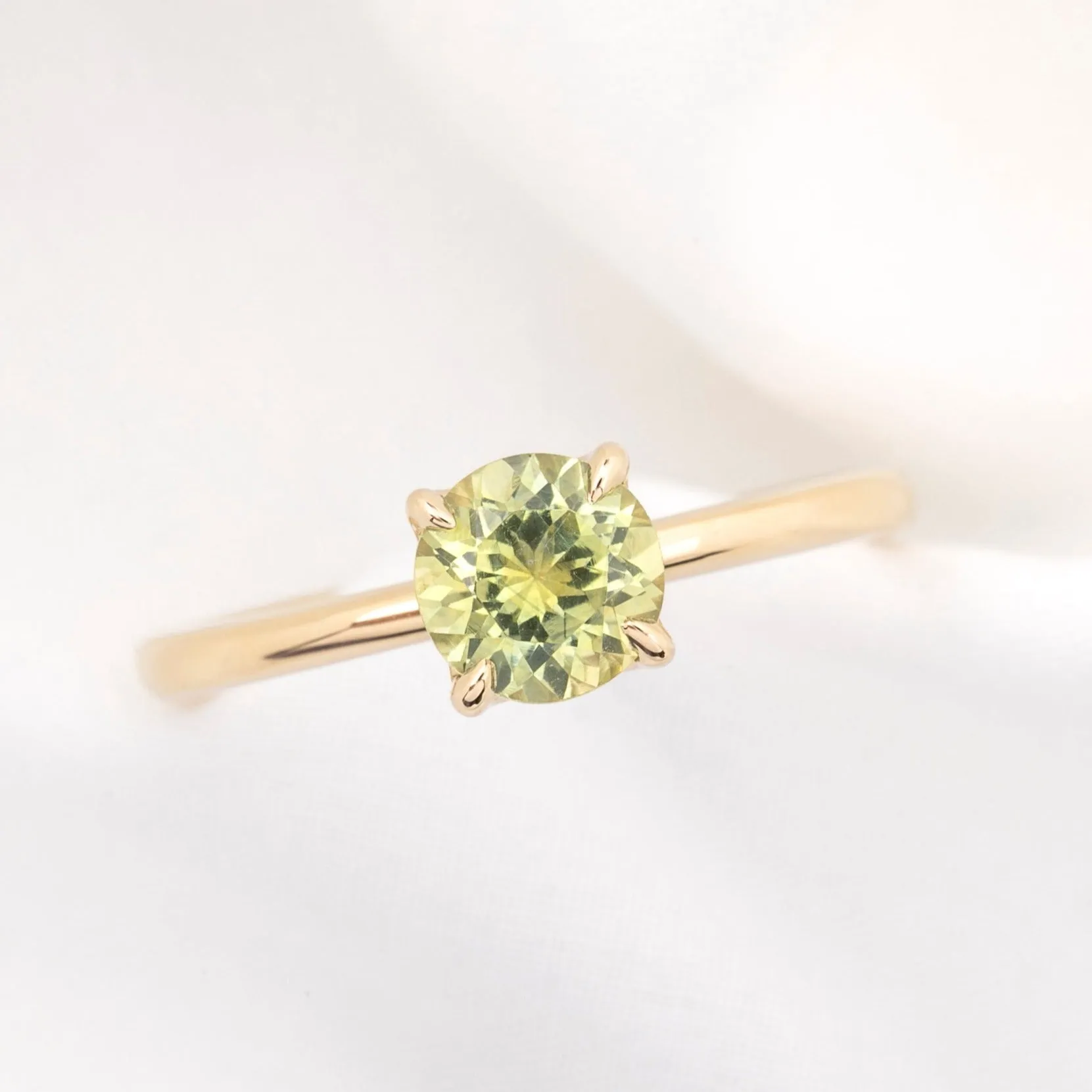 Sara Ring 1.17ct Yellow Green Montana Sapphire, 14k Yellow Gold (One of a kind)