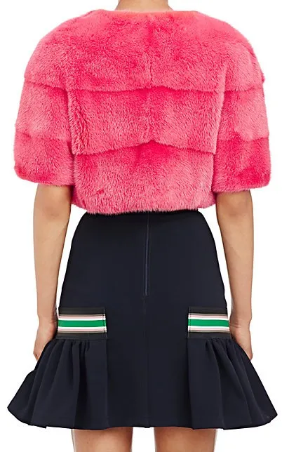 Sarah Mini Mink Fur Jacket Fuxia