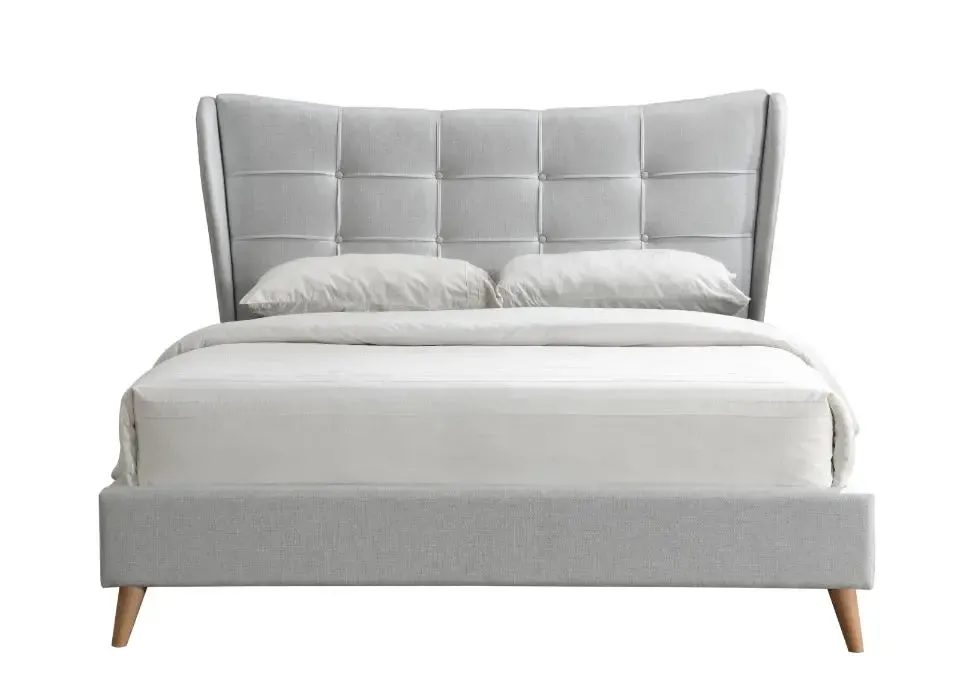 Sarai King Bed, Light Gray Fabric