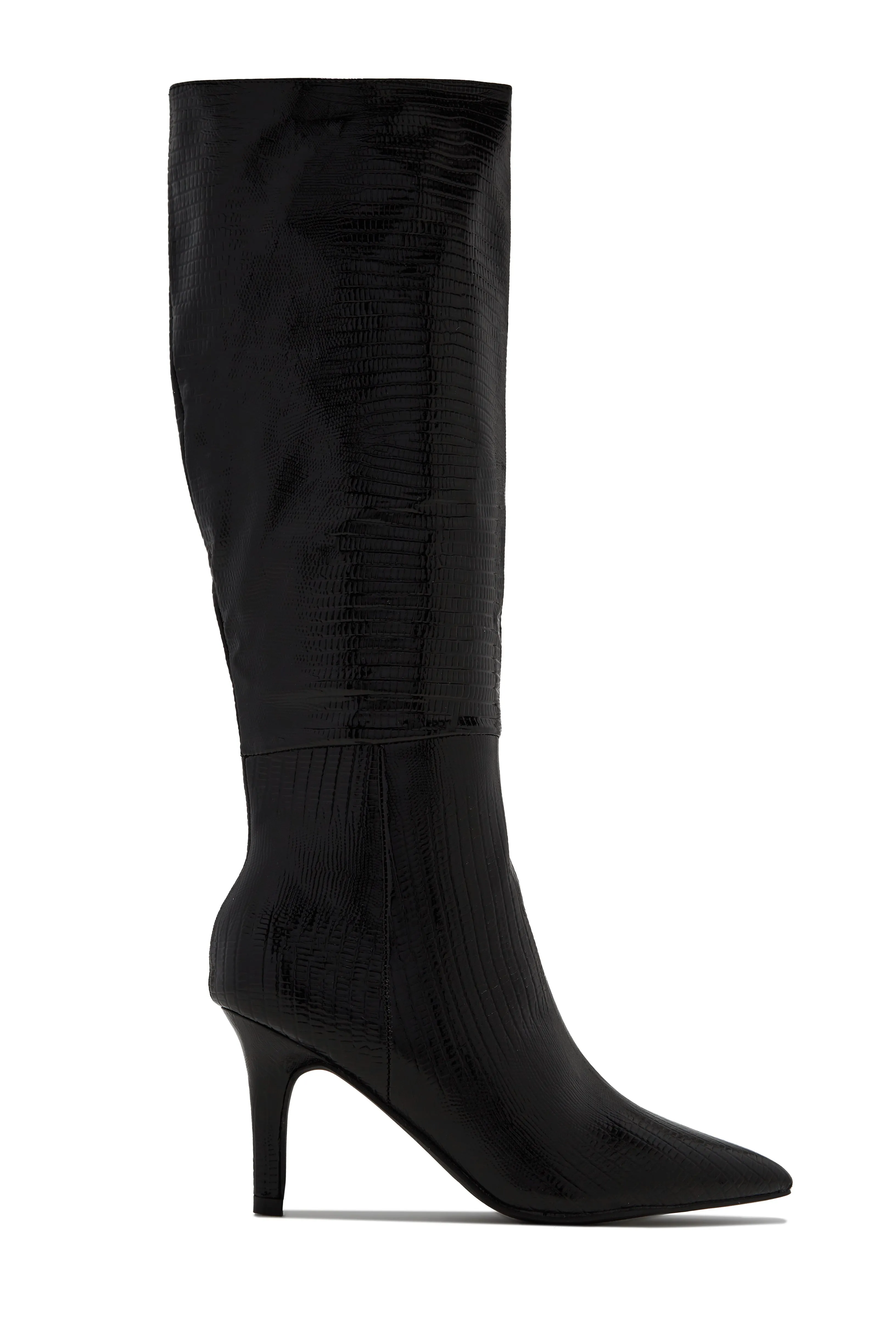 Sarai Knee High Heel Boots - Black