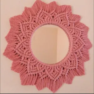 SARAS FASHION Decorative Macrame Wall Mirror, Handcrafted, 50 x 22 cm Diameter NK-02