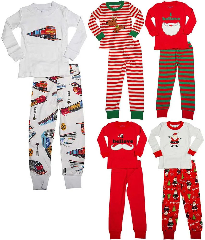 Sara's Prints Boys Long Sleeve 100% Cotton 2 Piece Pajama Set - Wear to fit snug, 37940