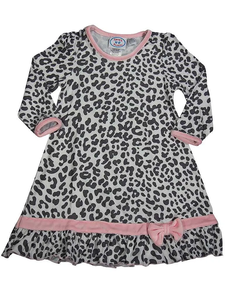 Sara's Prints Toddler Girls Long Sleeve Gown Multi Prints Ruffle Flame Resistant, 38001