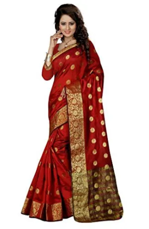 Sargam Fashion Women's Silk Saree (SRHAKATAMASHA4MAROON_Red_Free Size)