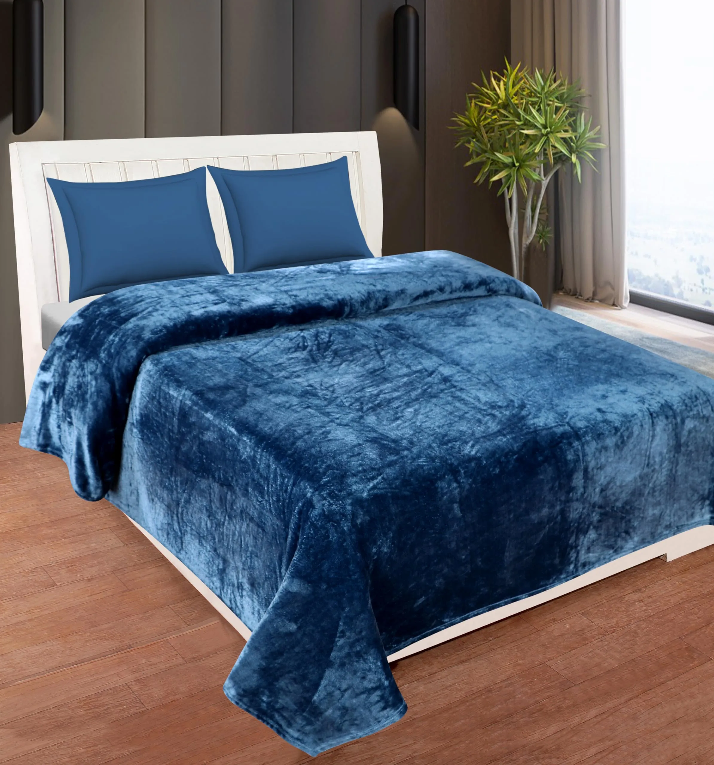 Sarla Solid Polyester Premium Plush Summer Double Bed Dohar/Ac Blanket | 260 GSM Reversible Lightweight Cozy Soft for Bed, Sofa, Couch, Travel & Camping 225X245cm (Blue)