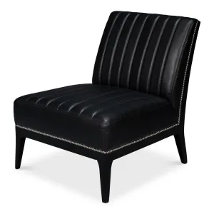 Sarreid - Agave Slipper Chair Distilled Lthr  Blk - Black - Contemporary