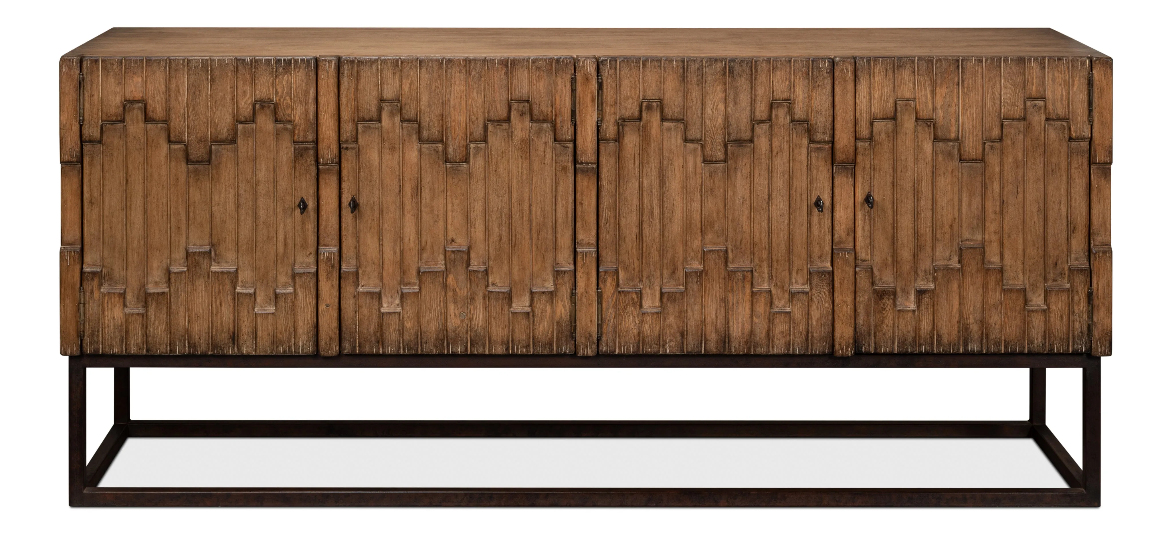 Sarreid - Aztec Sideboard On Stand  Brown - Brown - Eclectic