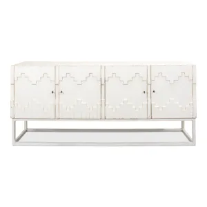 Sarreid - Aztec Sideboard On Stand  Whitewash - White - Eclectic