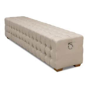 Sarreid - Beam Bench  Tufted Beige Linen - Beige - Traditional