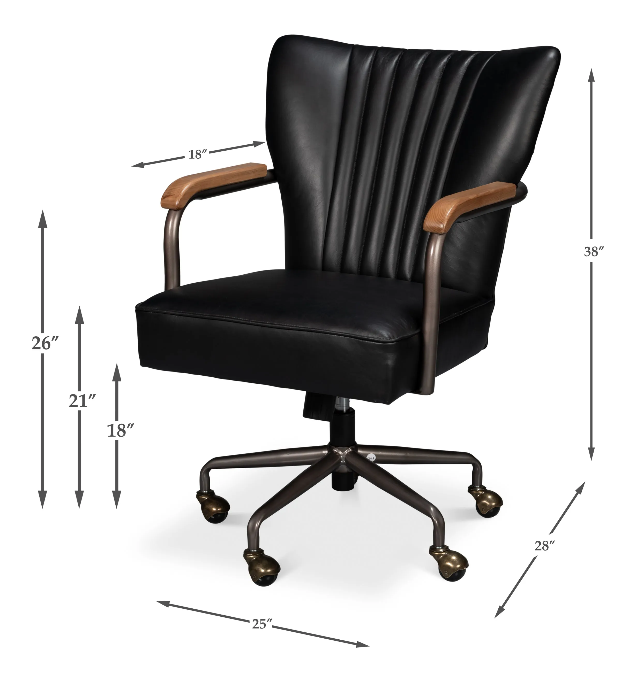 Sarreid - Brooks Swivel Chair  Onyx Black - Black - Traditional