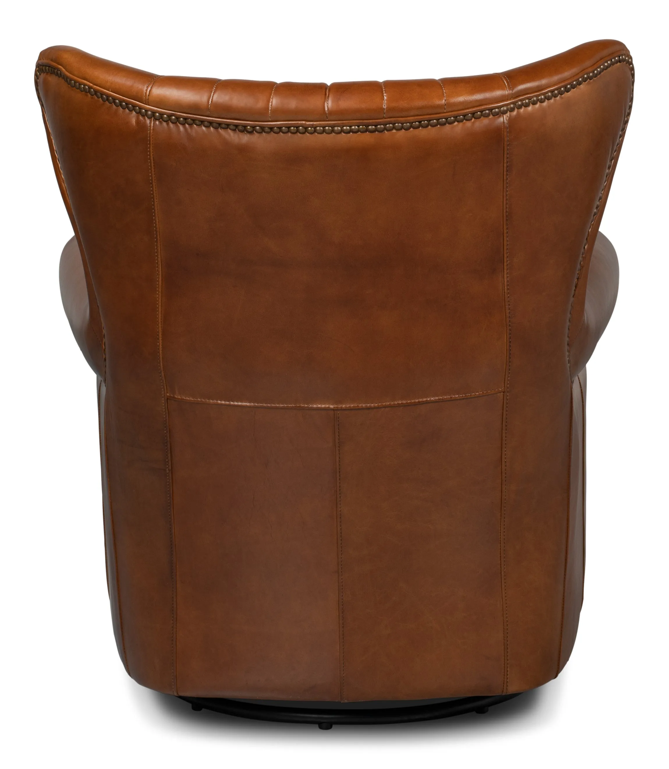 Sarreid - Bugatti Leather Swivel Chair - Brown - Traditional