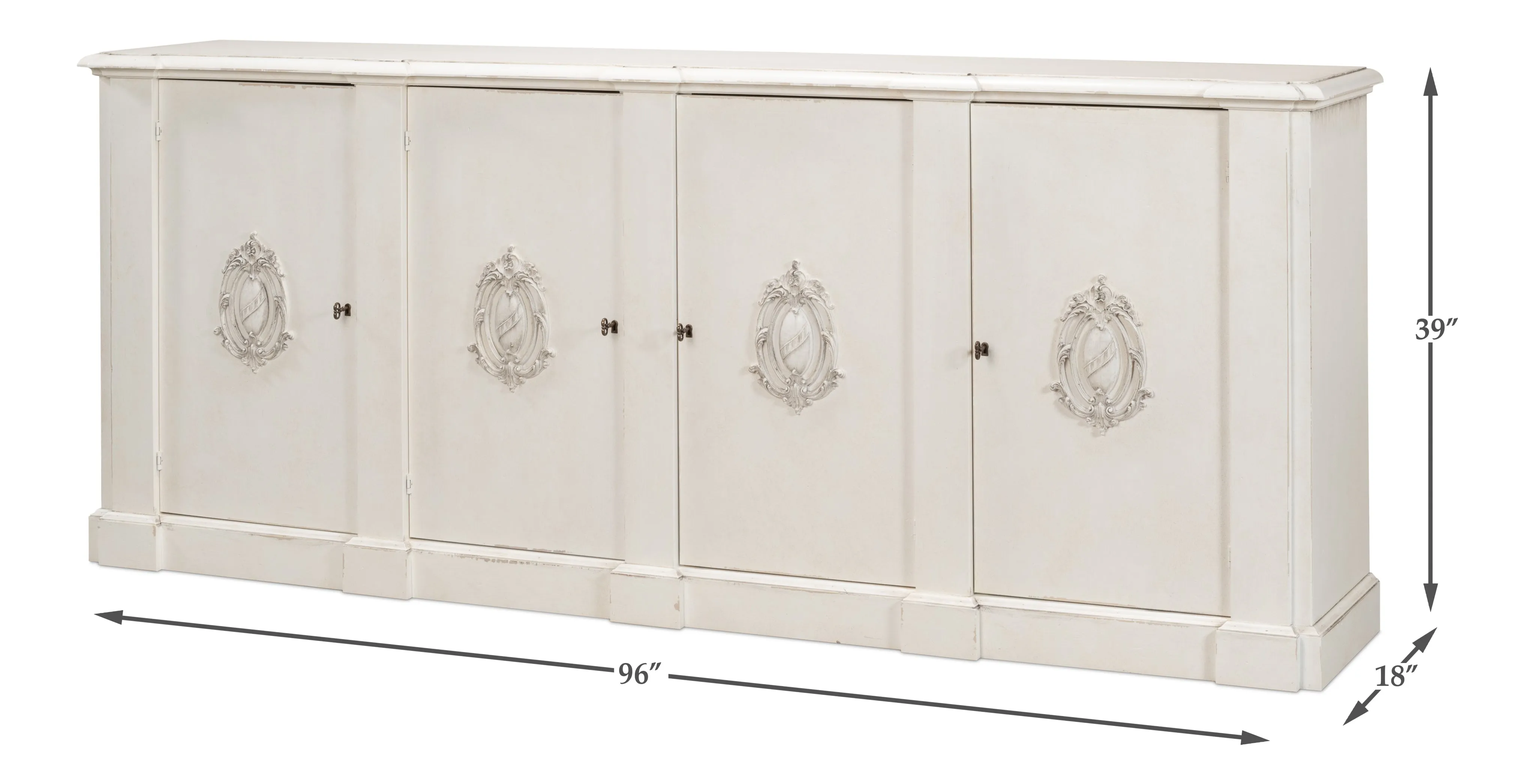 Sarreid - Crested Wall Cabinet White/White Finish - White - Traditional