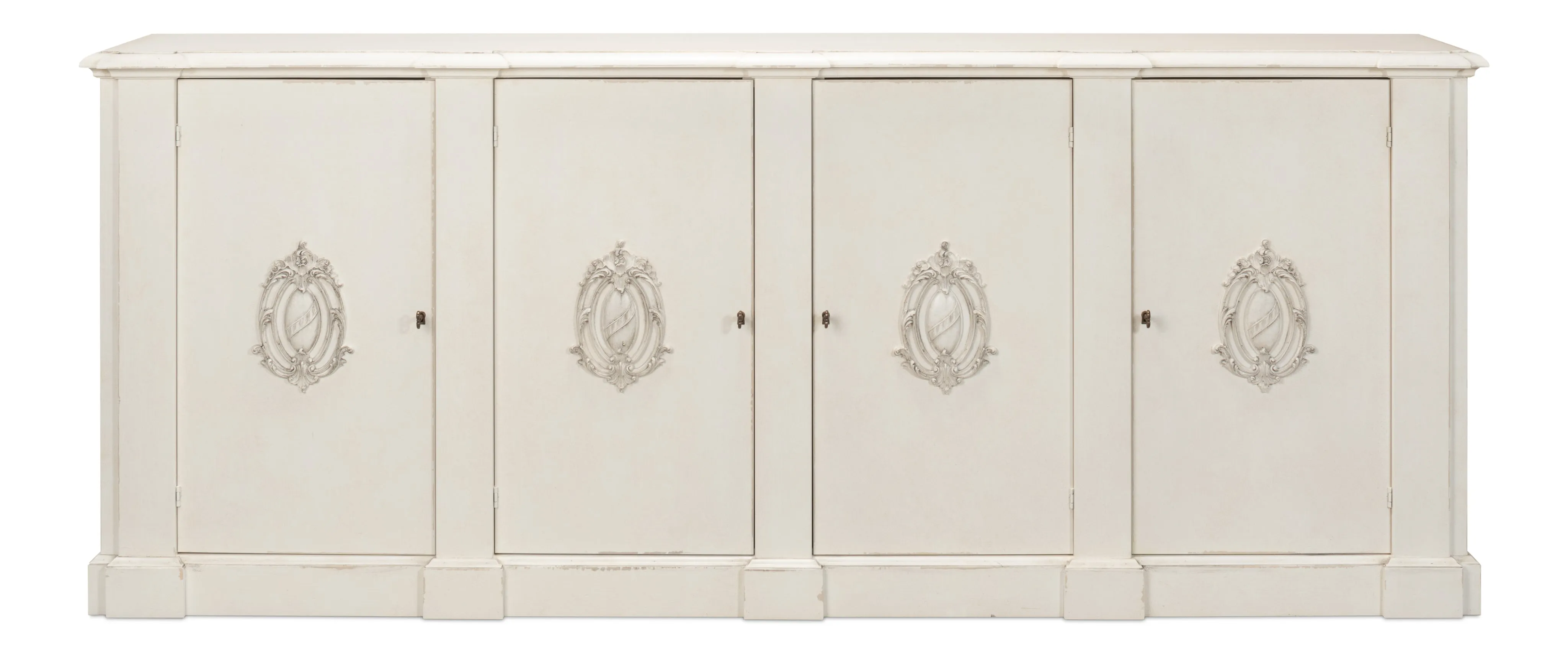 Sarreid - Crested Wall Cabinet White/White Finish - White - Traditional