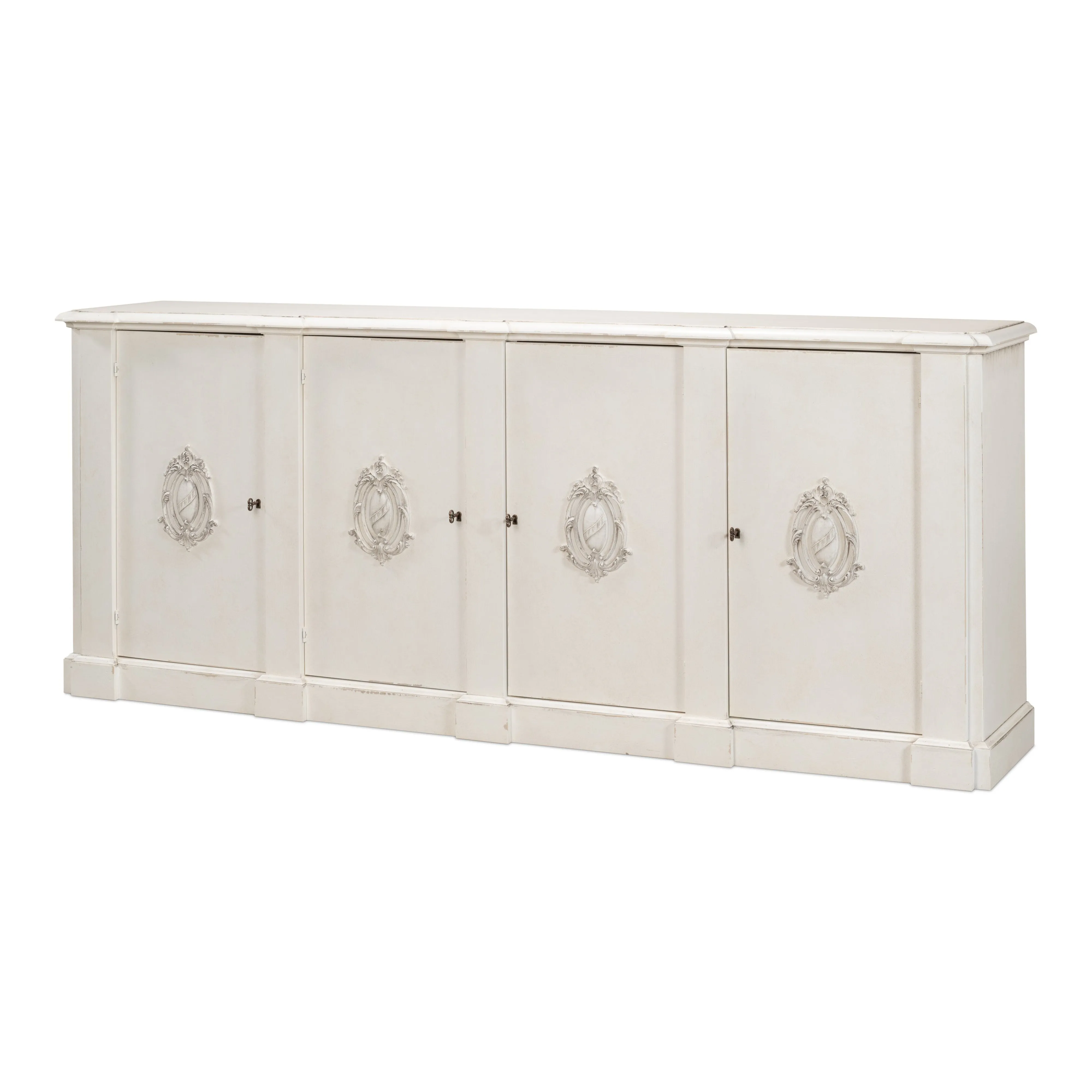 Sarreid - Crested Wall Cabinet White/White Finish - White - Traditional