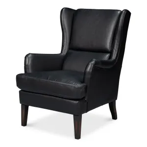 Sarreid - Elite Wing Lounge Chair  Onyx Black - Black - Traditional