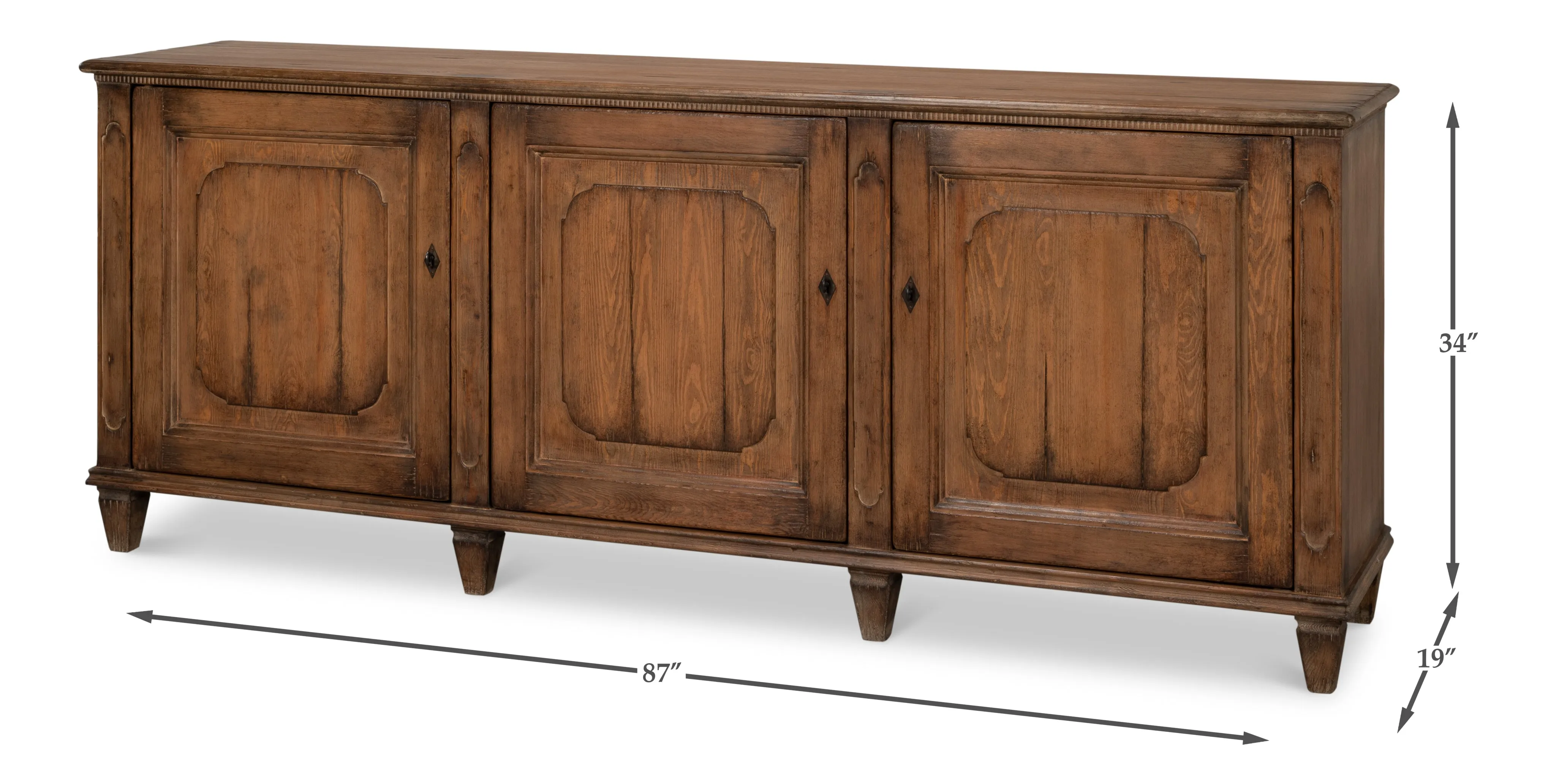 Sarreid - French Country Sideboard  Old Pine Stain - Tan - Traditional