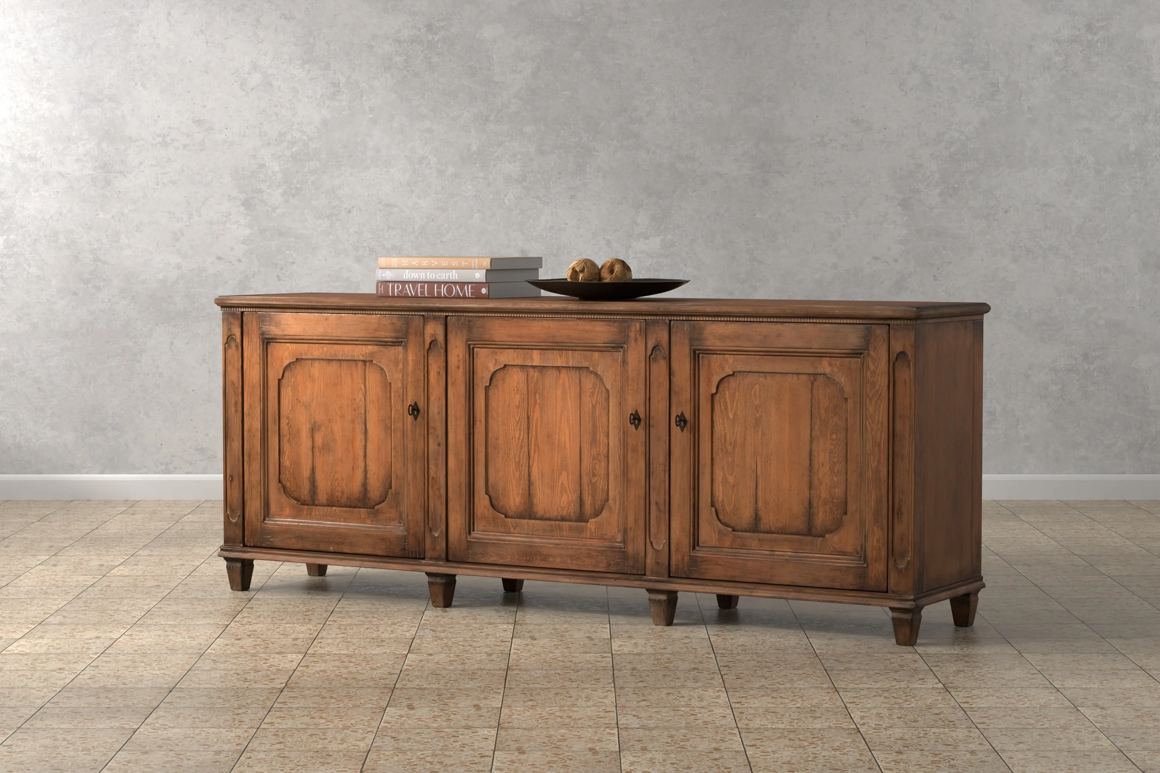 Sarreid - French Country Sideboard  Old Pine Stain - Tan - Traditional