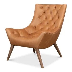 Sarreid - Lola Leather Chair - Brown - Traditional