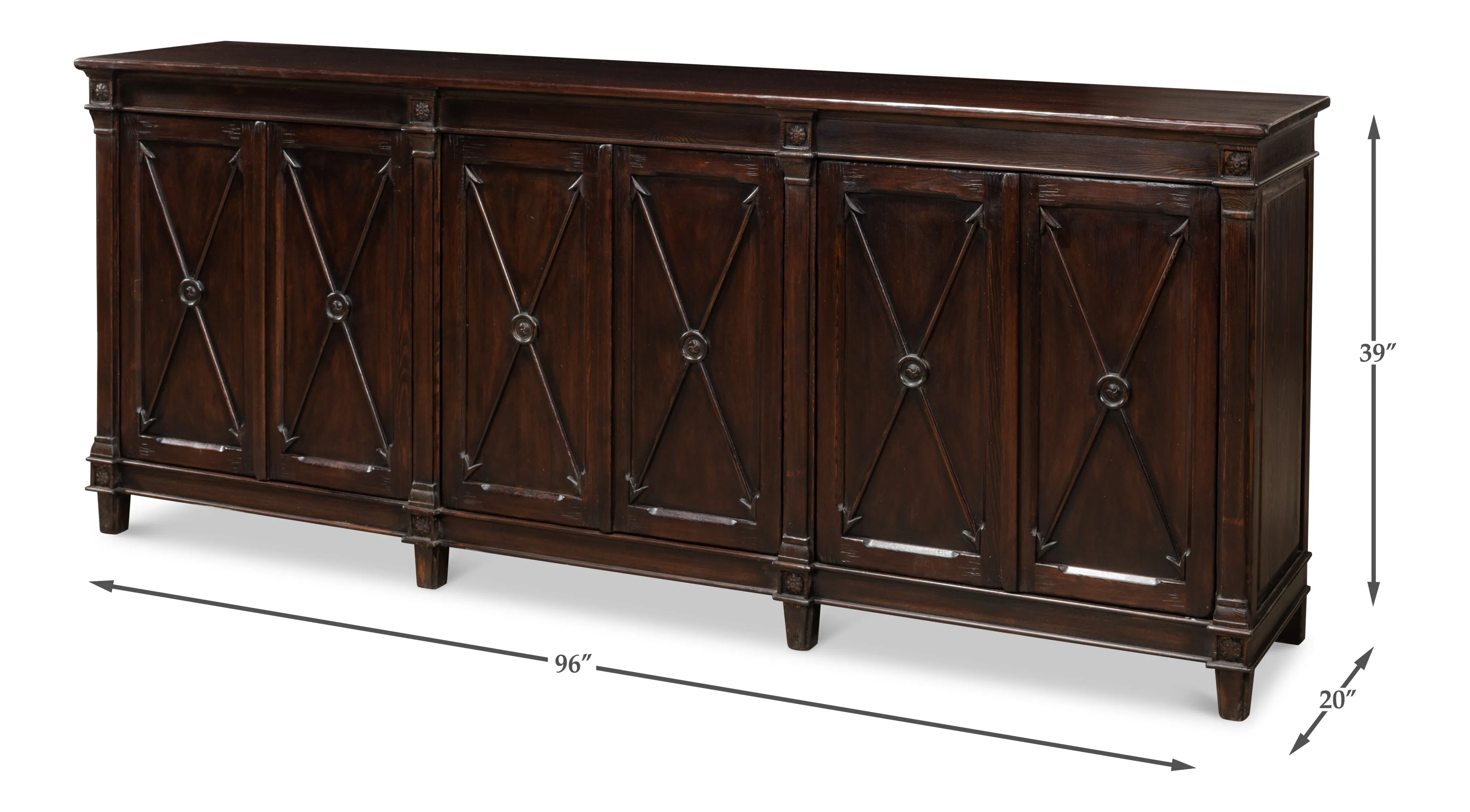 Sarreid - Marksman Sideboard  Dark Brown - Brown - Traditional