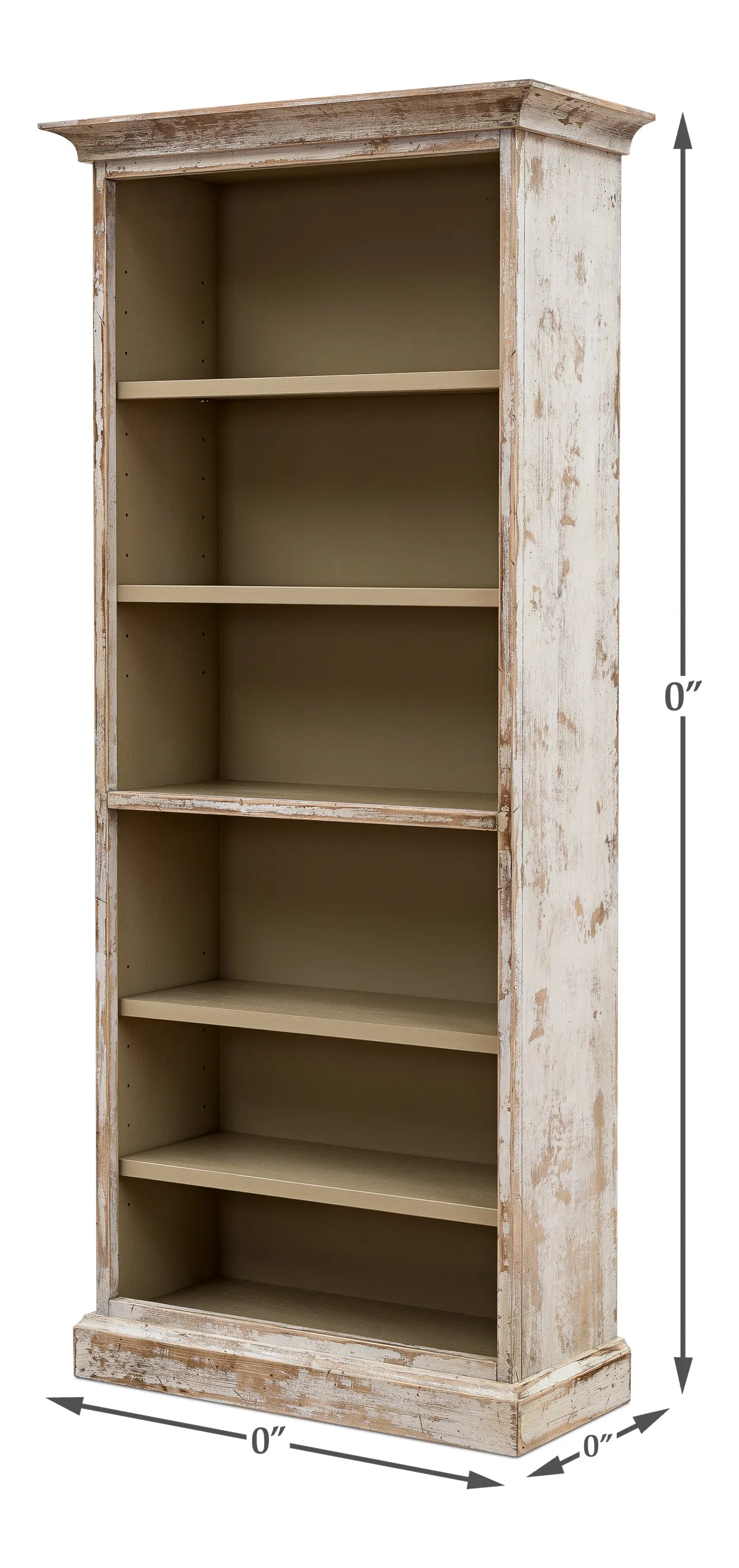 Sarreid - Open Shelf Bookcase  Disrupted White - White - Transitional