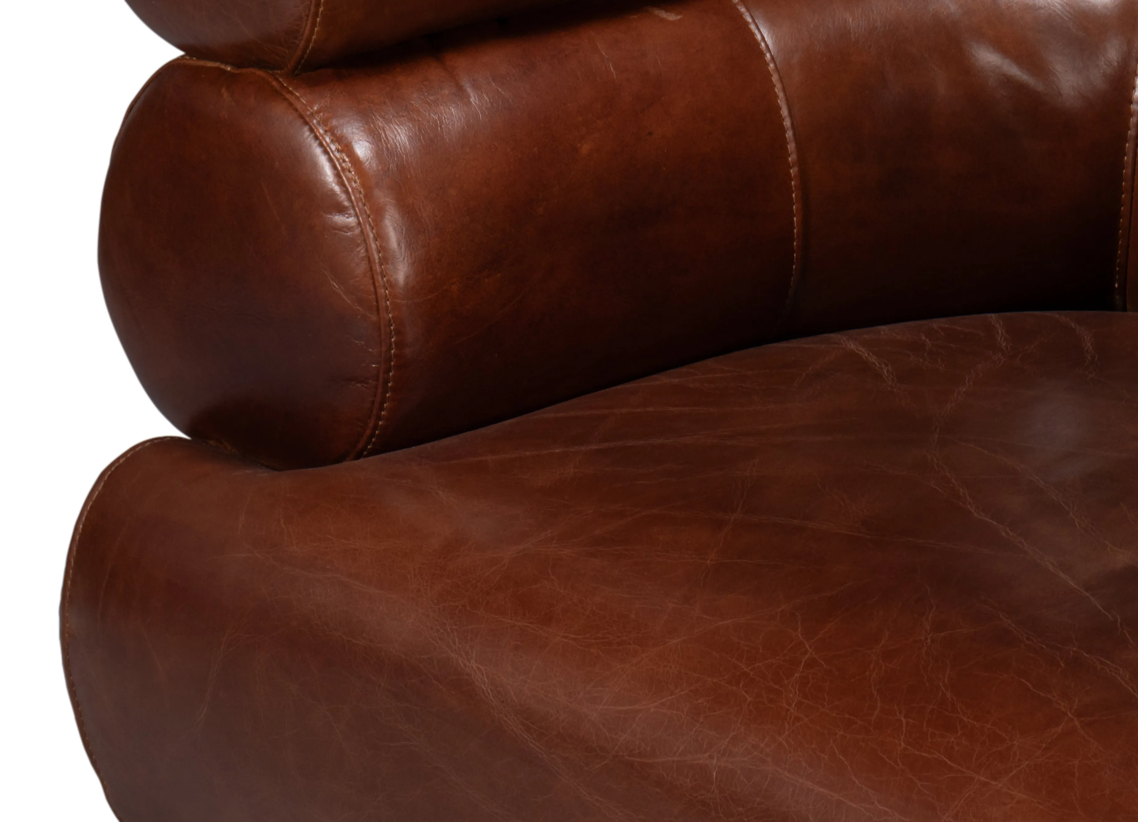 Sarreid - Rondo Leather Swivel Chair Brown - Brown - Contemporary