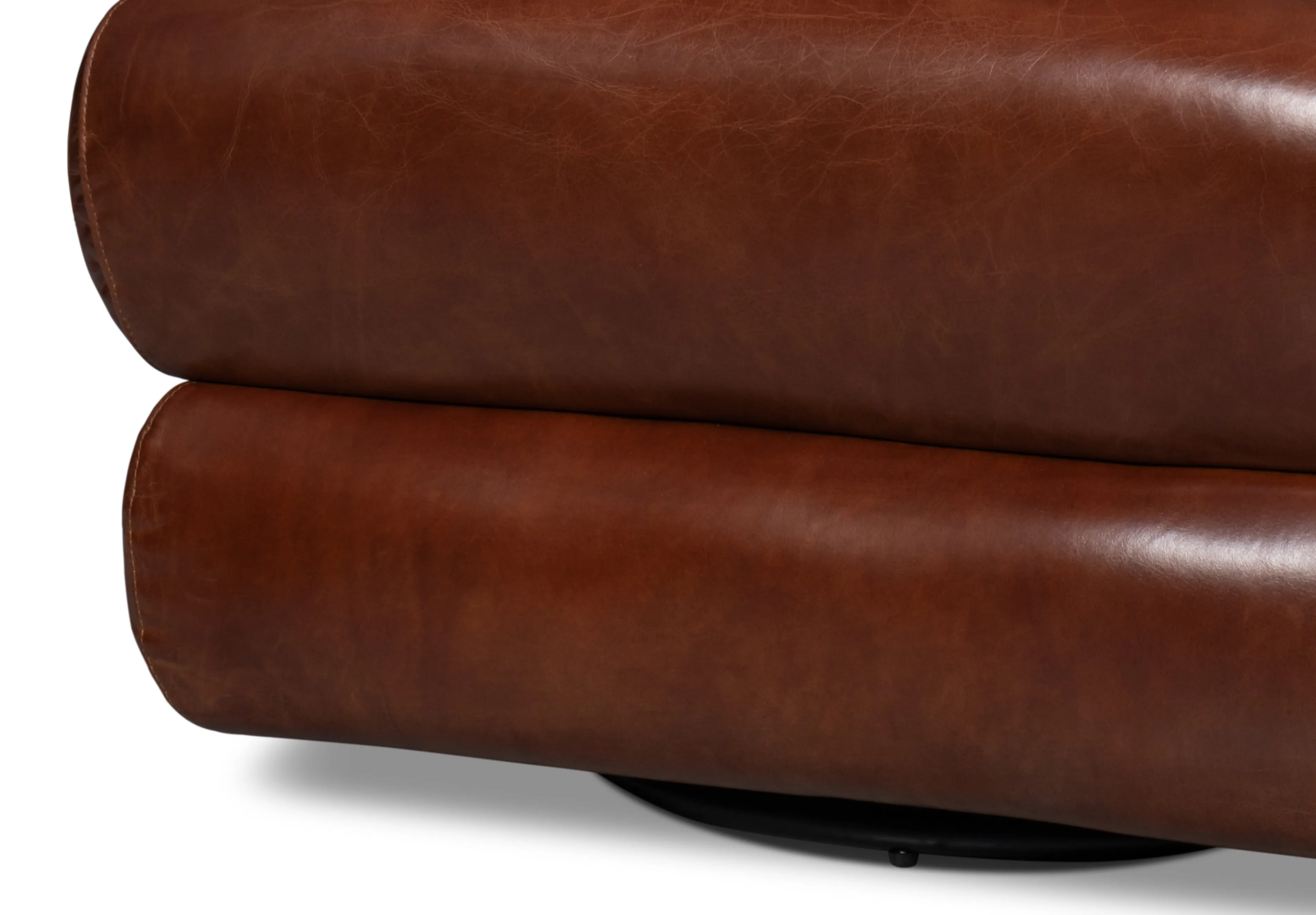 Sarreid - Rondo Leather Swivel Chair Brown - Brown - Contemporary