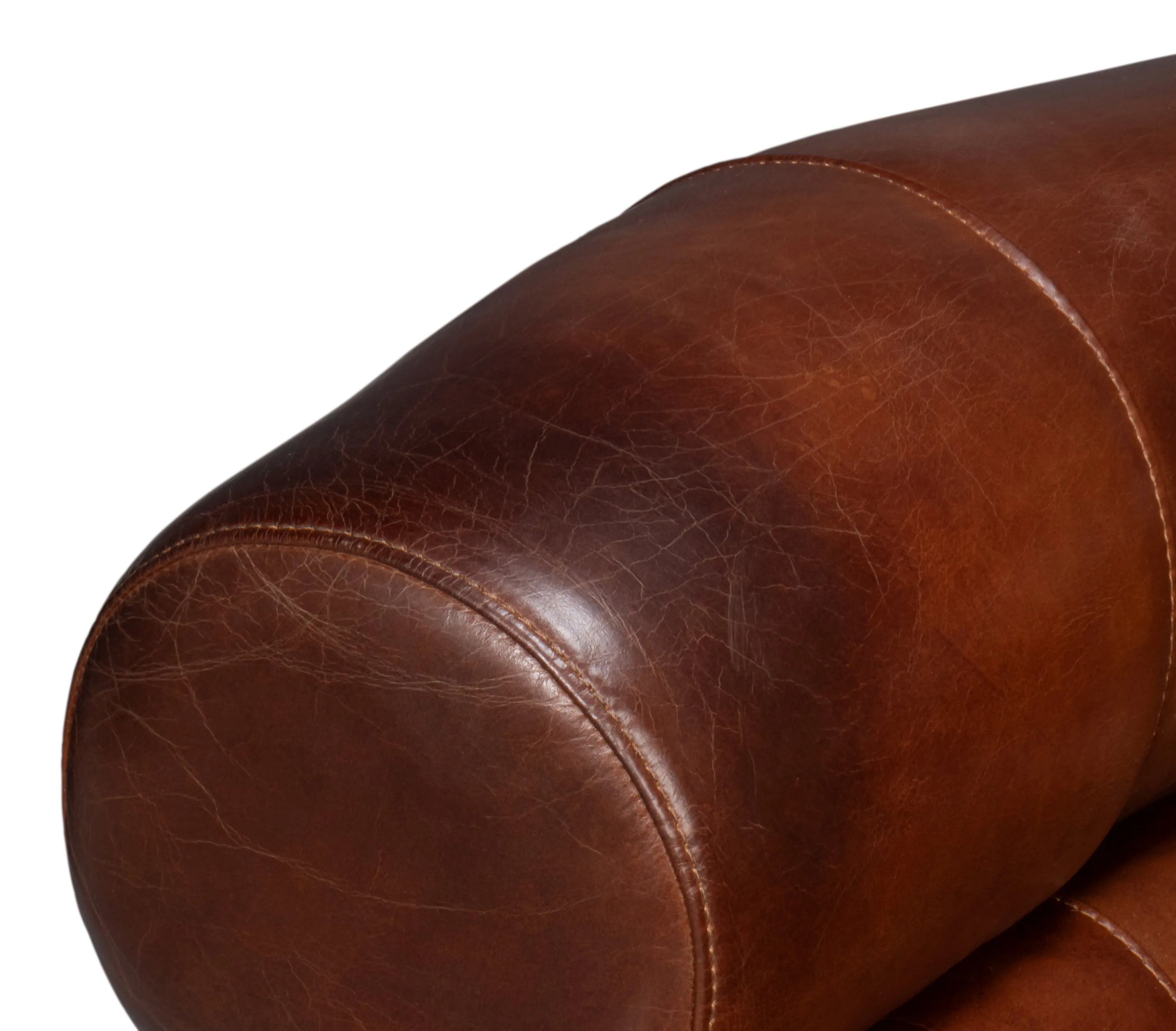 Sarreid - Rondo Leather Swivel Chair Brown - Brown - Contemporary