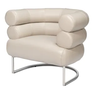 Sarreid - Rondo Occasional Leather Chair White - White - Contemporary