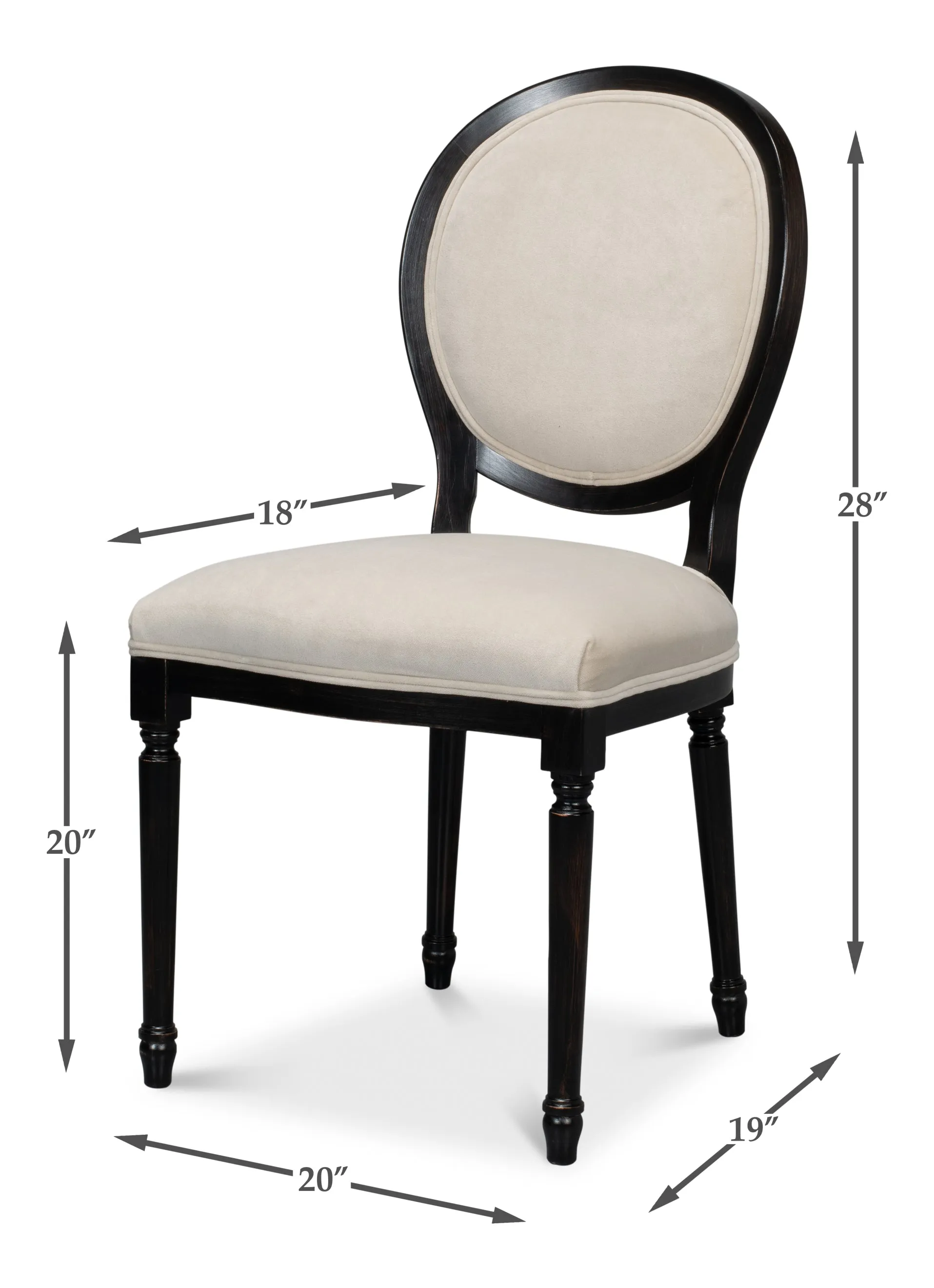 Sarreid - Round Back Side Chair Nero Banks Organza - Black - Traditional - set of 2