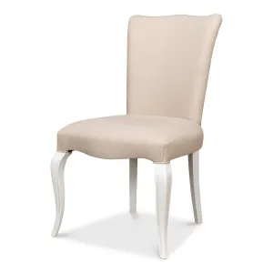 Sarreid - Sidechair  Cortina White W/ Linen Flax - White - Traditional