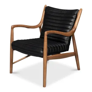 Sarreid - Singletary Leather Chair  Onyx Black - Black - Contemporary