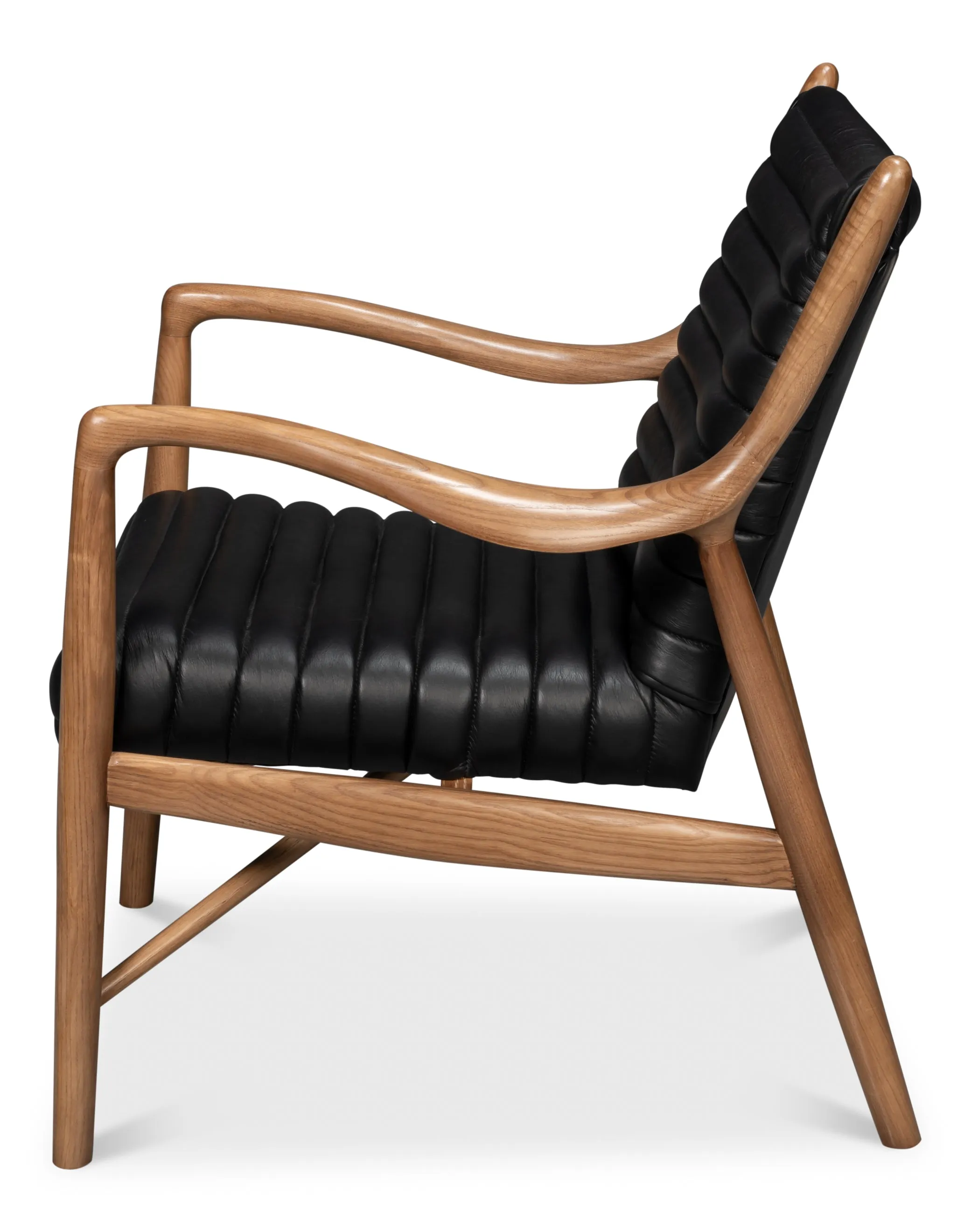 Sarreid - Singletary Leather Chair  Onyx Black - Black - Contemporary