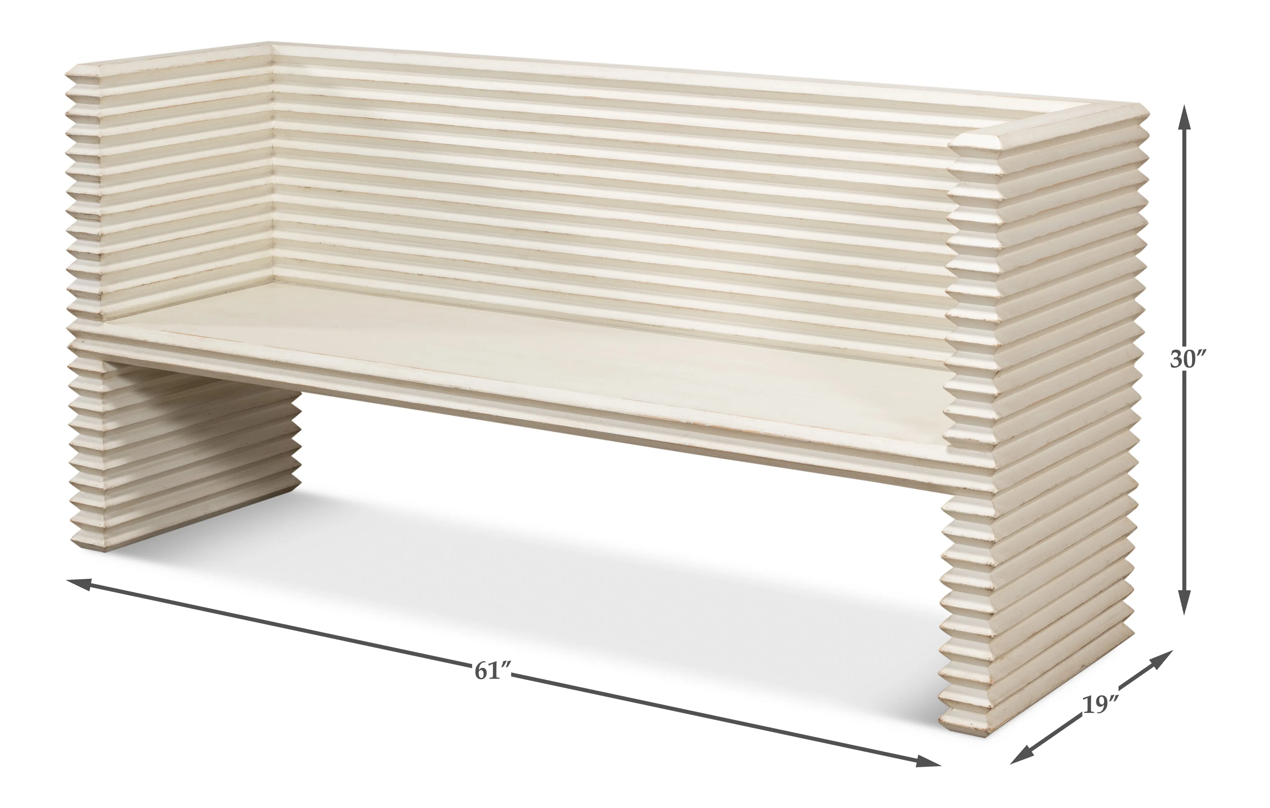 Sarreid - Stacked Bench  Antique White - White - Transitional