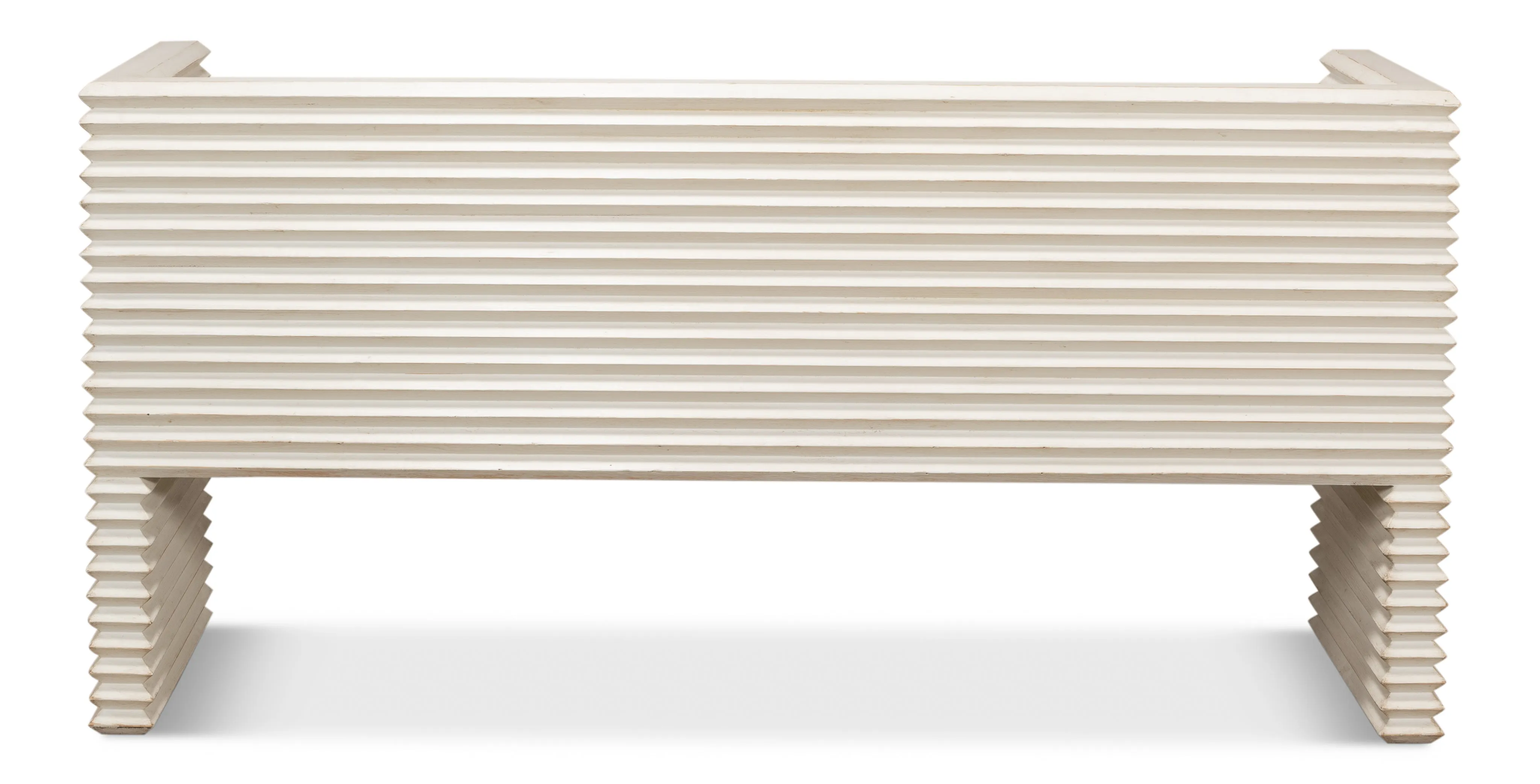 Sarreid - Stacked Bench  Antique White - White - Transitional