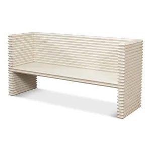 Sarreid - Stacked Bench  Antique White - White - Transitional