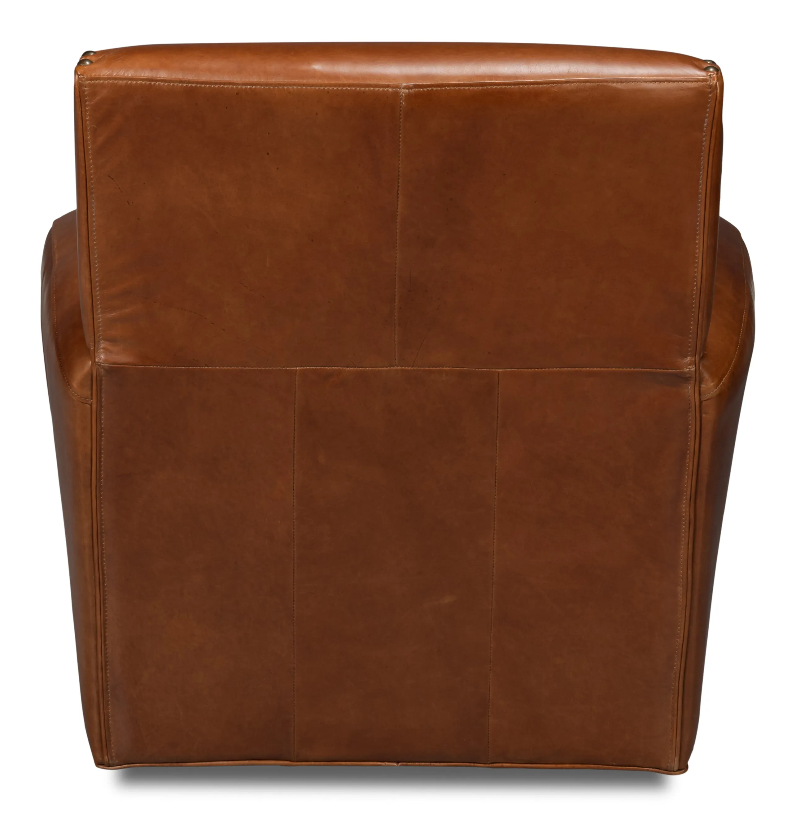 Sarreid - Taft Leather Swivel Chair  Havana Brown - Brown - Traditional