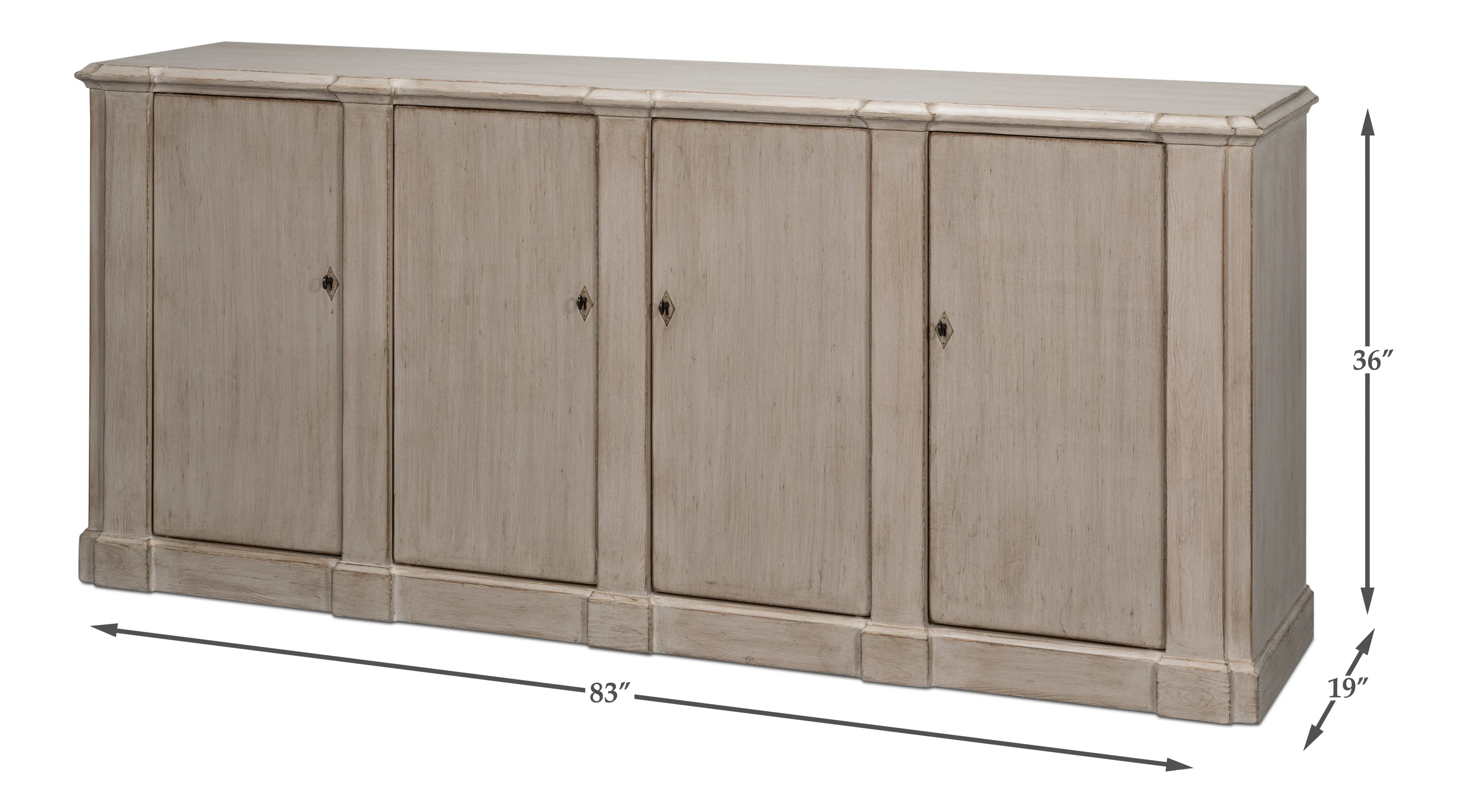 Sarreid - Villefranche Sideboard  Stone Grey - Grey - Traditional