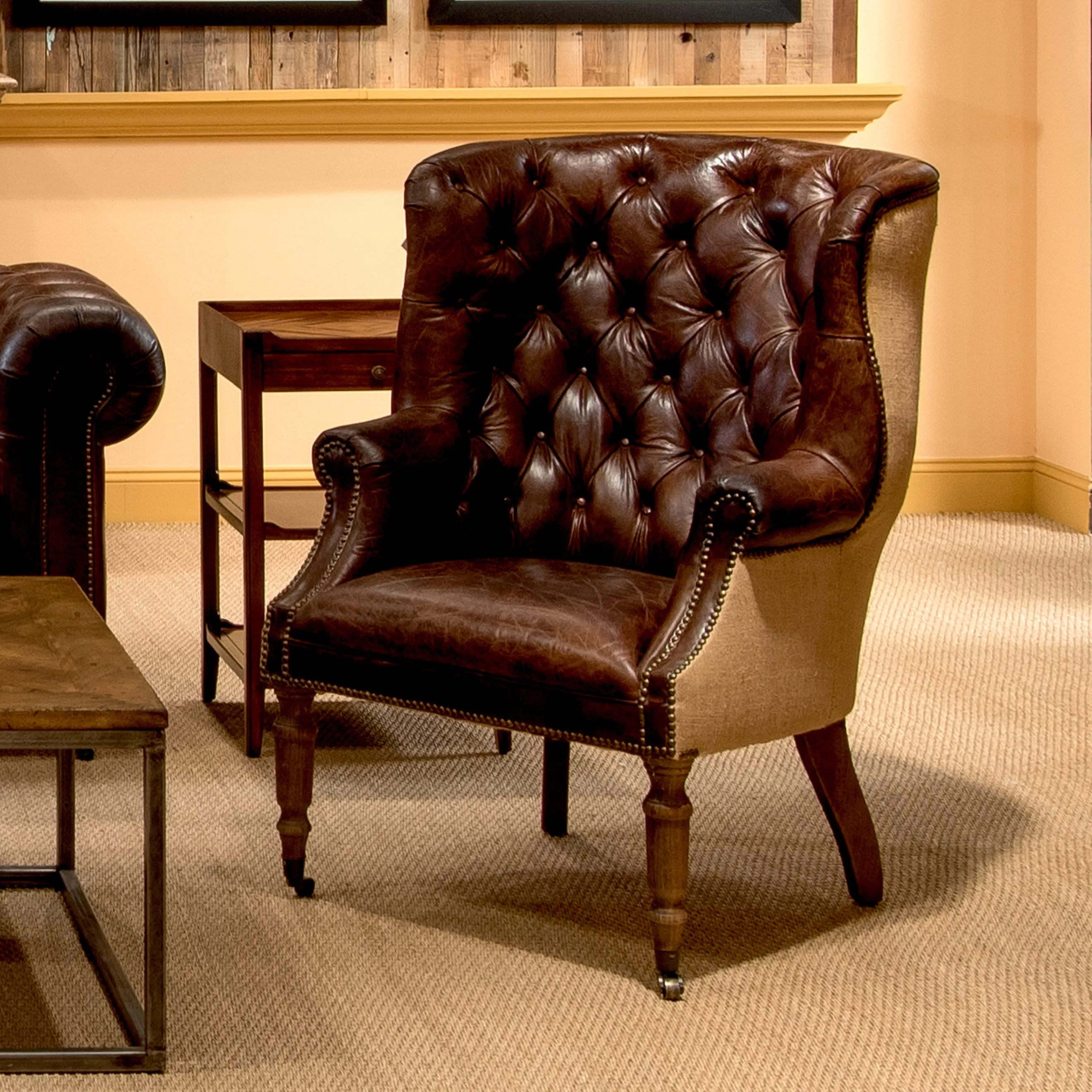 Sarreid - Welsh Leather & Jute Chair - Brown - Traditional