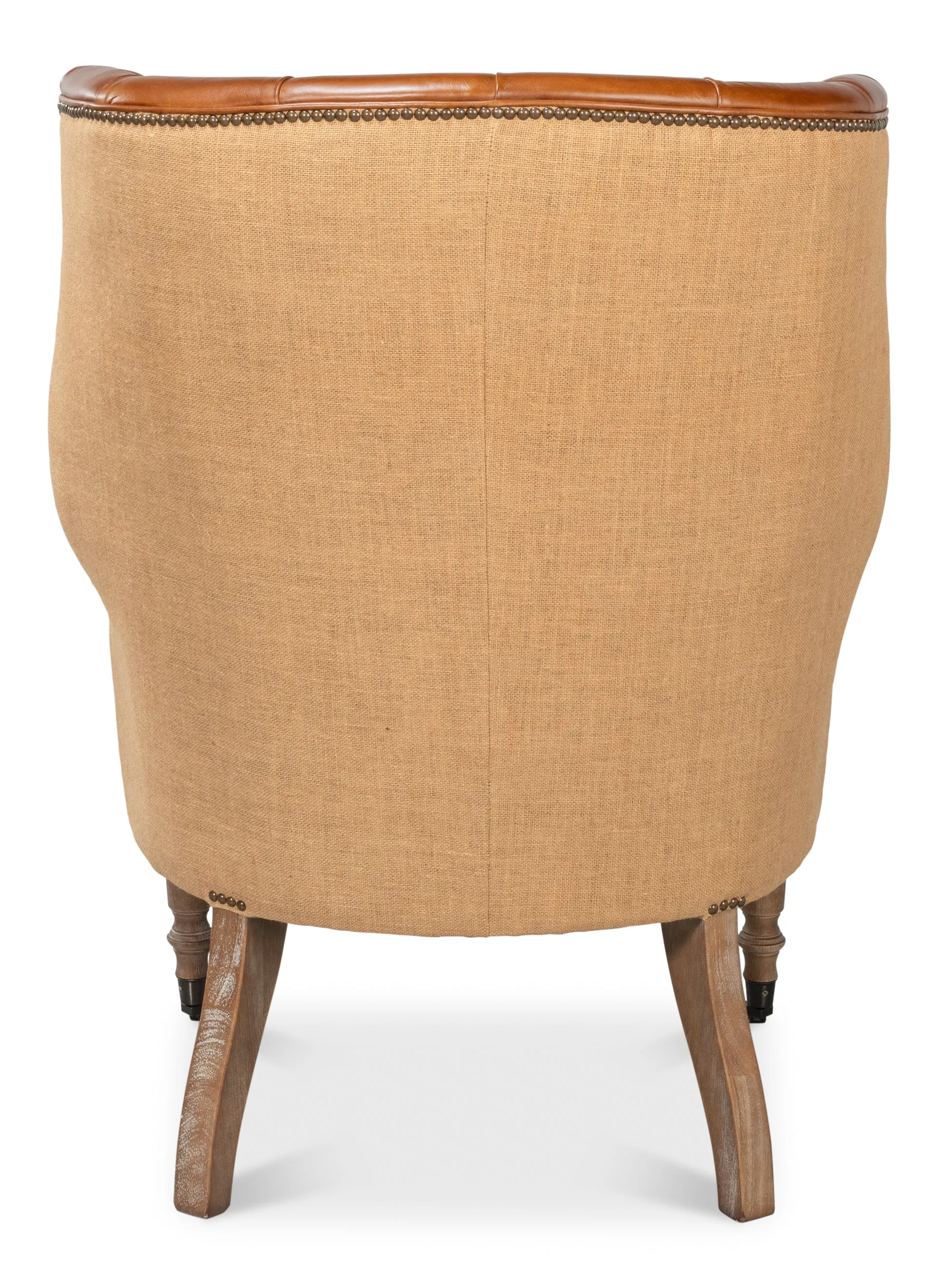 Sarreid - Welsh Leather & Jute Chair - Brown - Traditional