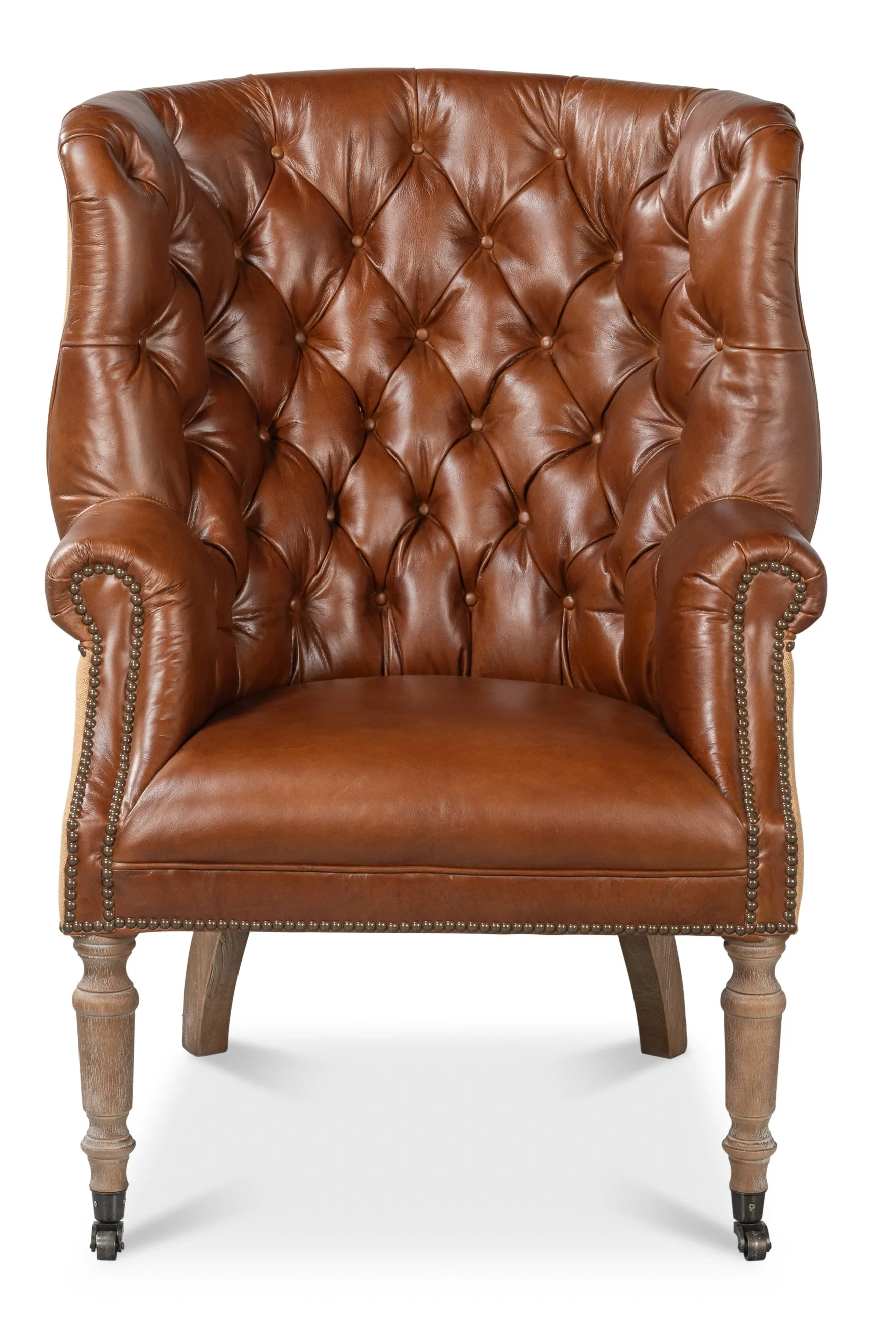 Sarreid - Welsh Leather & Jute Chair - Brown - Traditional