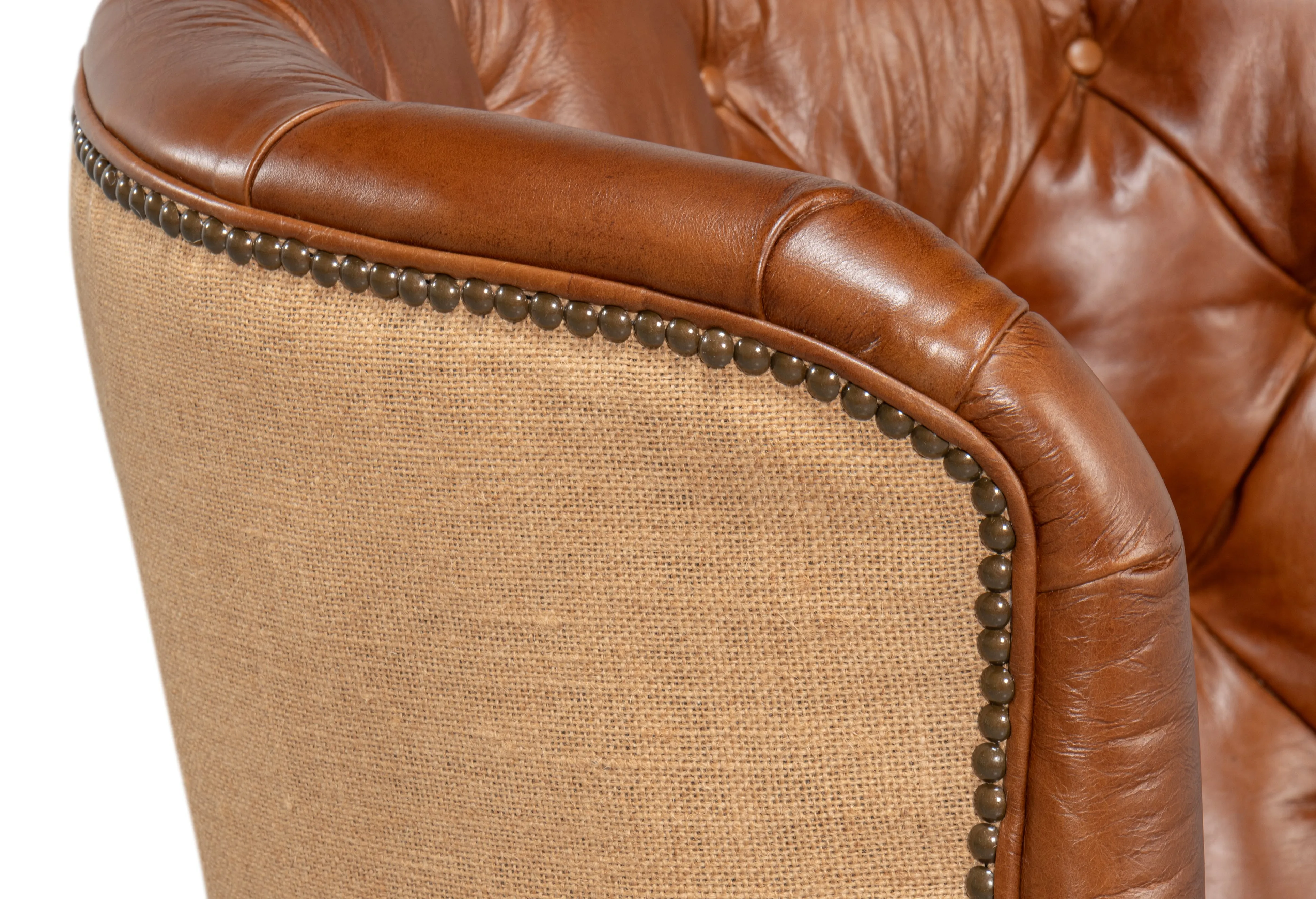 Sarreid - Welsh Leather & Jute Chair - Brown - Traditional