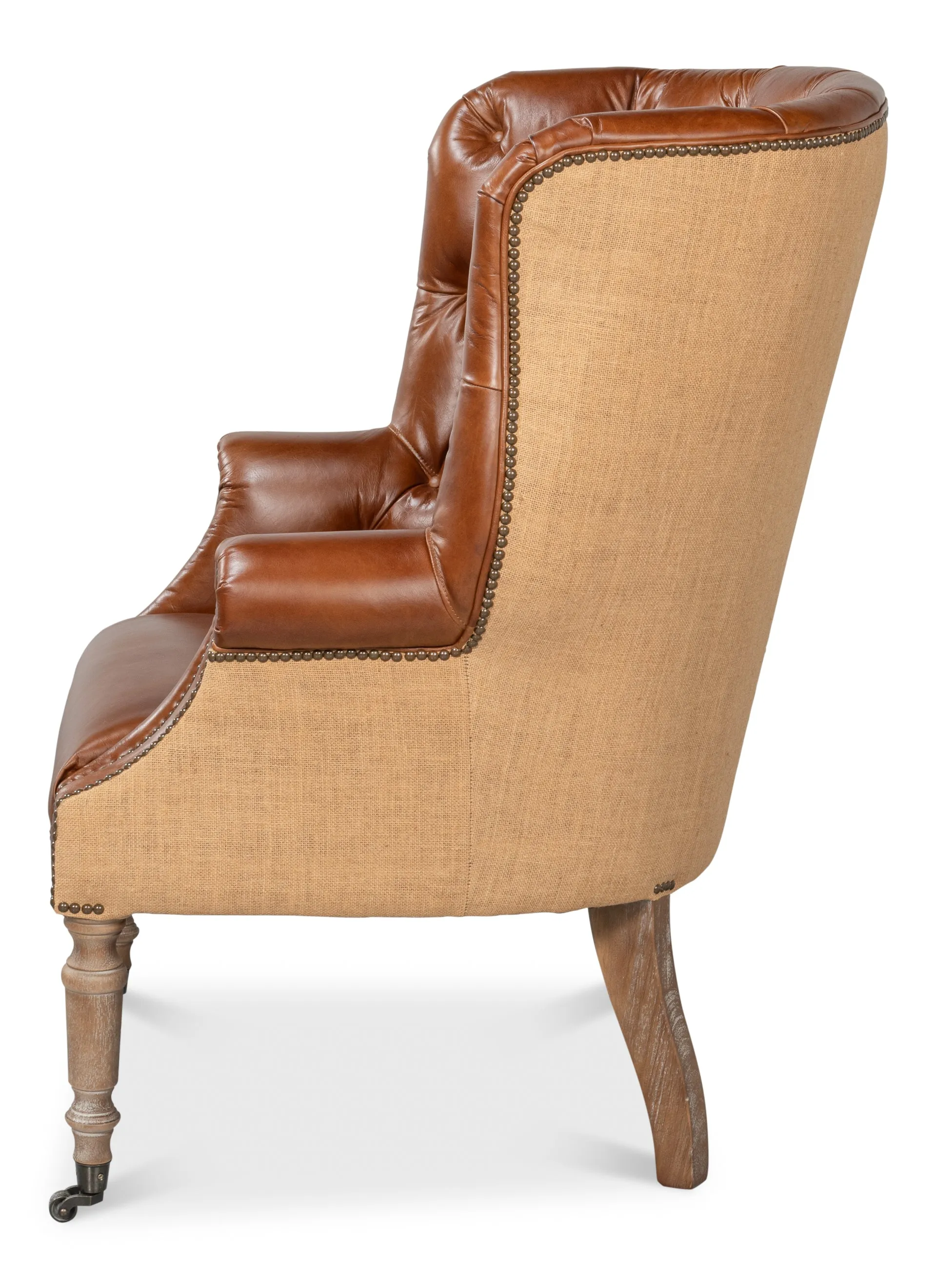 Sarreid - Welsh Leather & Jute Chair - Brown - Traditional