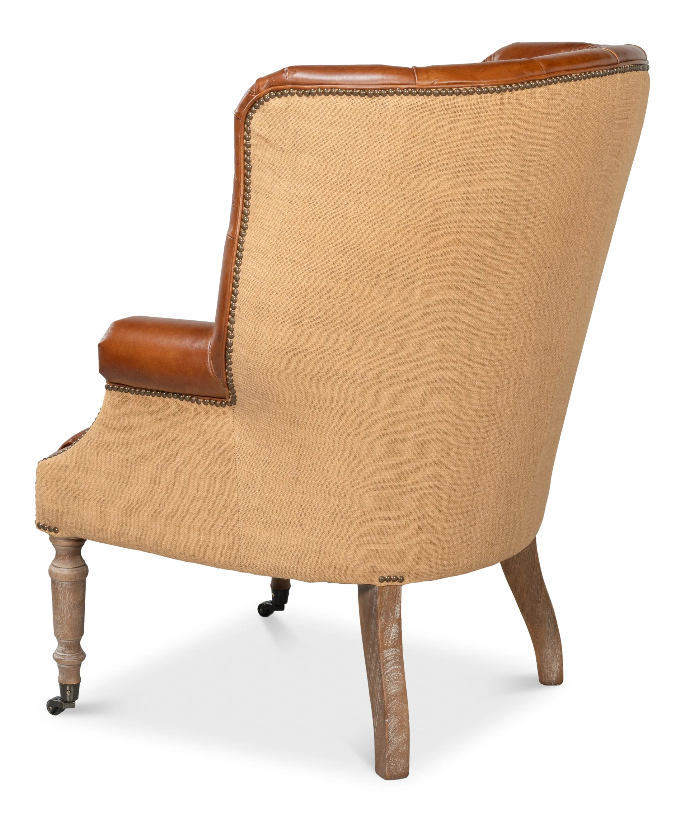 Sarreid - Welsh Leather & Jute Chair - Brown - Traditional